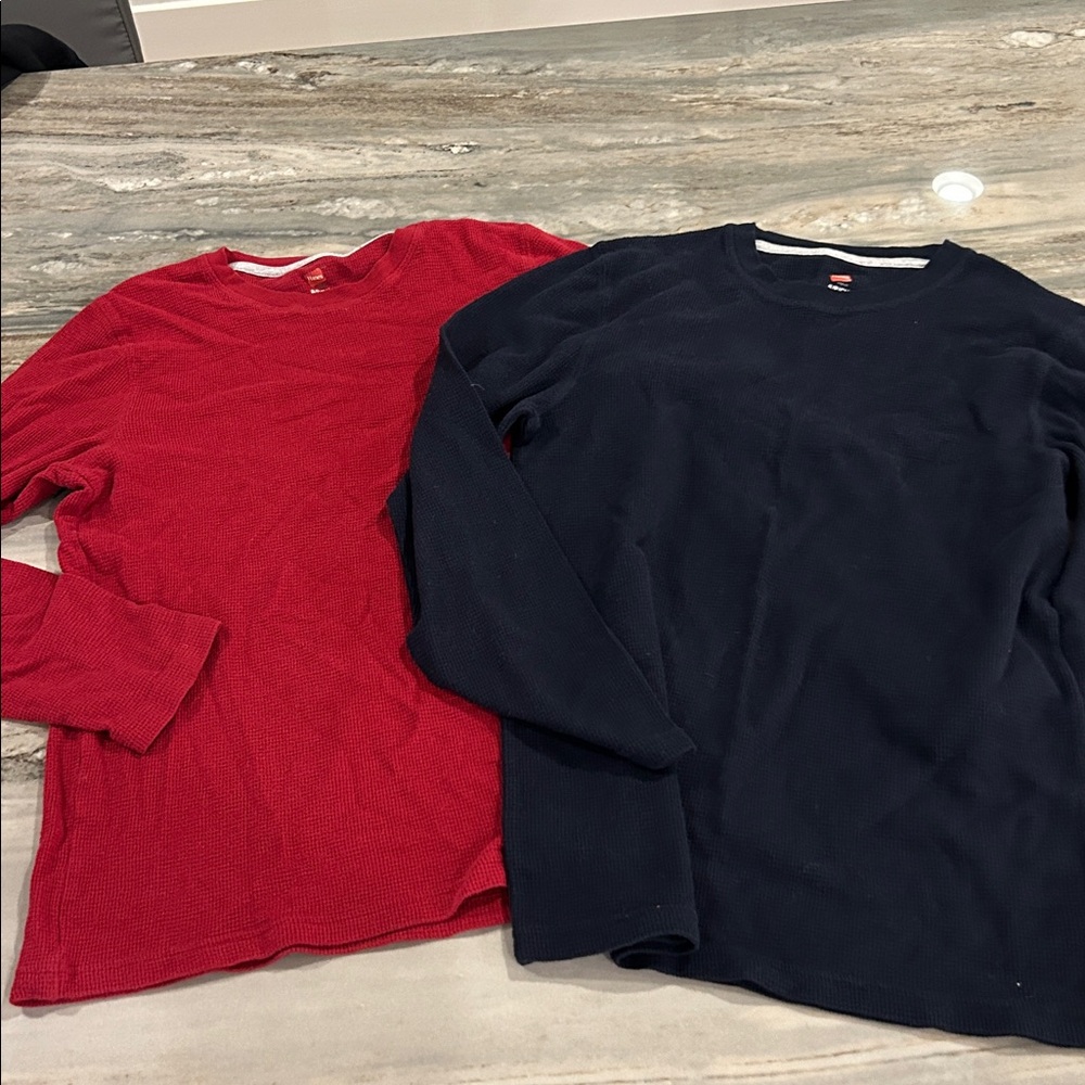 Hanes Red & Blue Thermal Shirts Warm long underwear Men’s Sz S like new